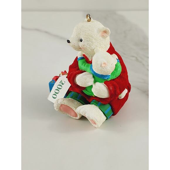 AGC Teddy Bear w/ Baby Ornament To My Dad Figurine Year 2000 White Red 2 3/4" - Picture 4 of 16